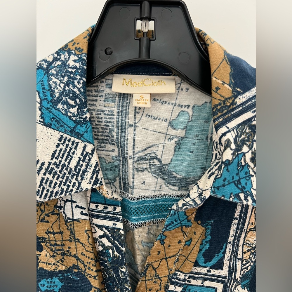 Modcloth Map Print Romper NWOT - Picture 3 of 4